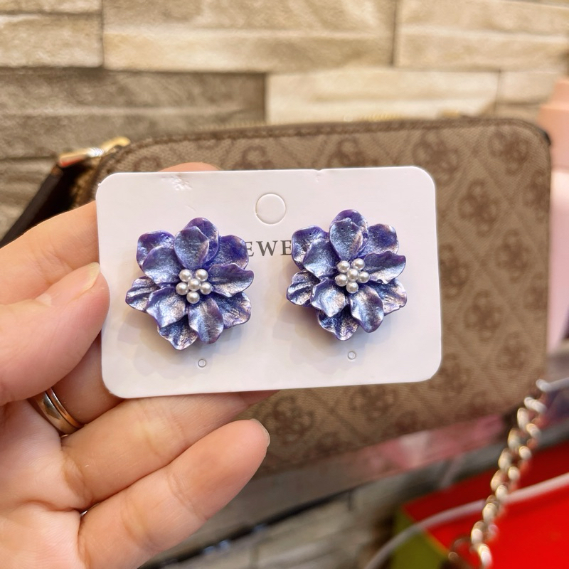 Anting Bunga Ungu Anting Ungu Aksesoris Wanita AT548