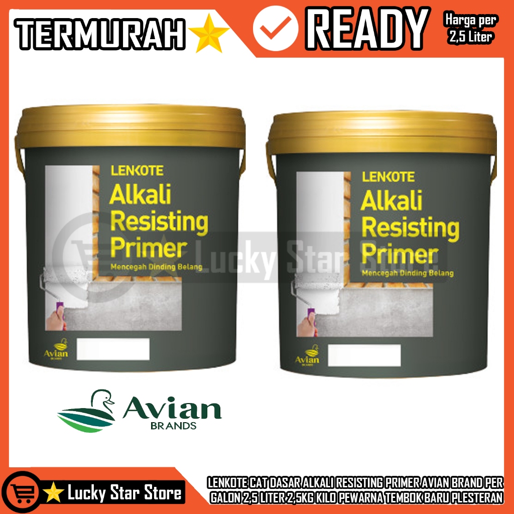 AVIAN BRAND LENKOTE CAT DASAR ALKALI RESISTING PRIMER PER GALON 2,5 LITER 2,5KG KILO CET PEWARNA TEM