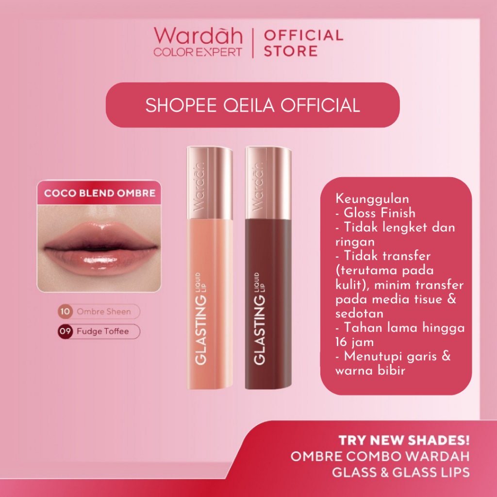 Qeila - Paket Ombre Wardah Glasting Liquid Lip | Ombre Wardah Lipstick