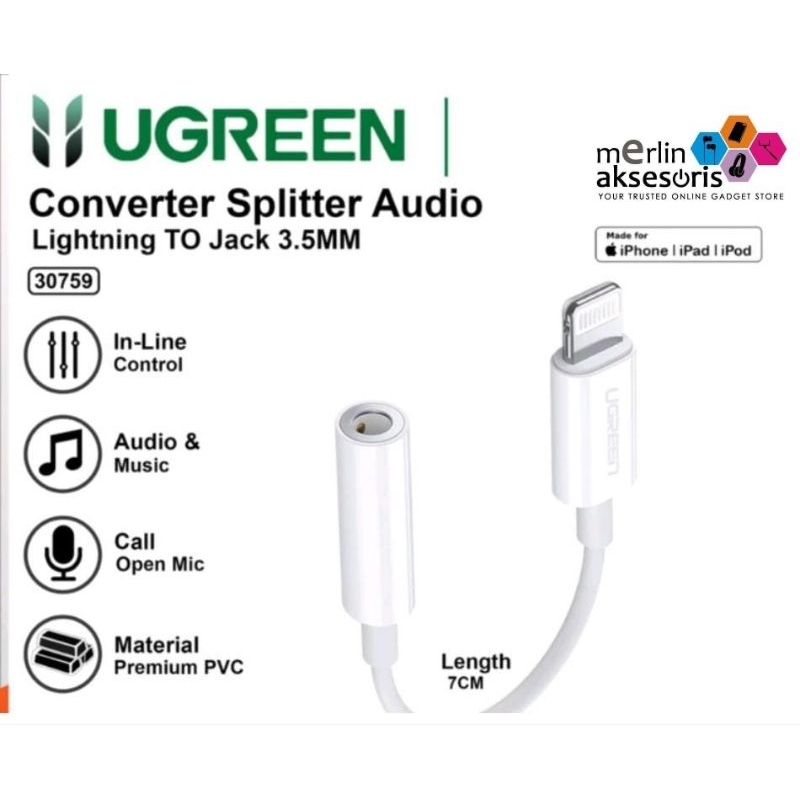 Ugreen Splitter iPhone mfi lightning to Jack 3.5mm 30759