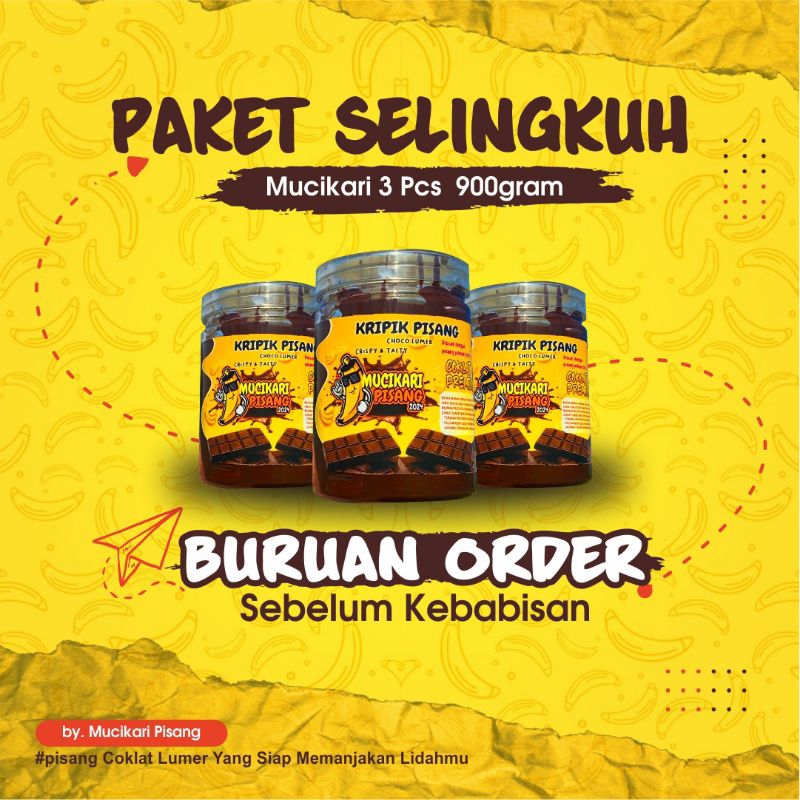 

Paket Selingkuh Kripik Pisang Choco Lumer 3Pcs 900gram MUCIKARI PISANG