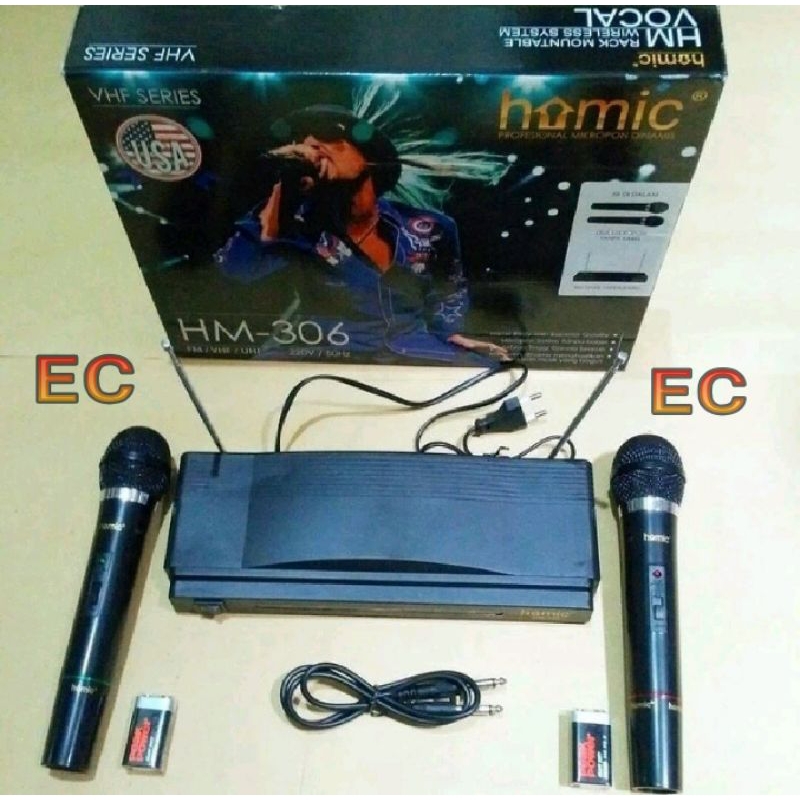 MIC WIRELESS HOMIC HM-306 / HM306 Microphone Karaouke Doble Wireless
