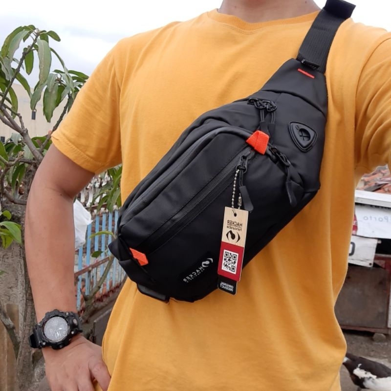 tas waistbag pria original waterfroop # Tas pinggang hacker # Tas selempang Hacker # Tas waistbag re