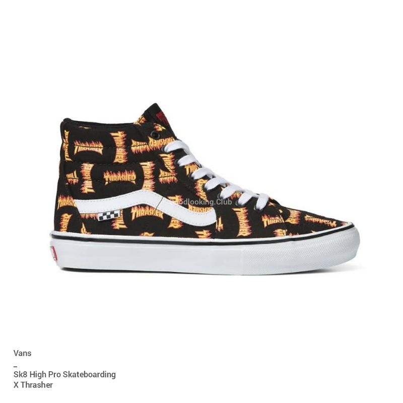 SEPATU SK8 HIGH PRO SKATEBOARDING x THRASHER BLACK MULTI