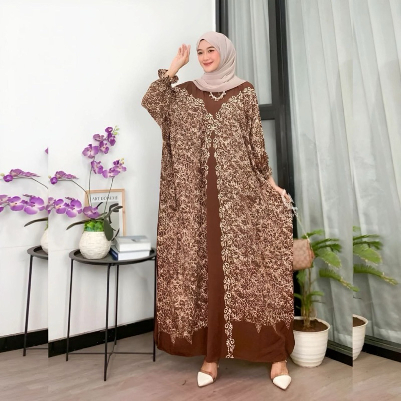 Daster Jumbo Maxi Dress | Daster Arab Jumbo Renda Home Dress Rayon Andin Ikatan Cinta Motif Akar Mur