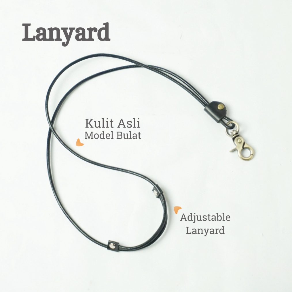 

KODE A66C Lanyard Kalung ID Card Holder Kulit Model Bulat