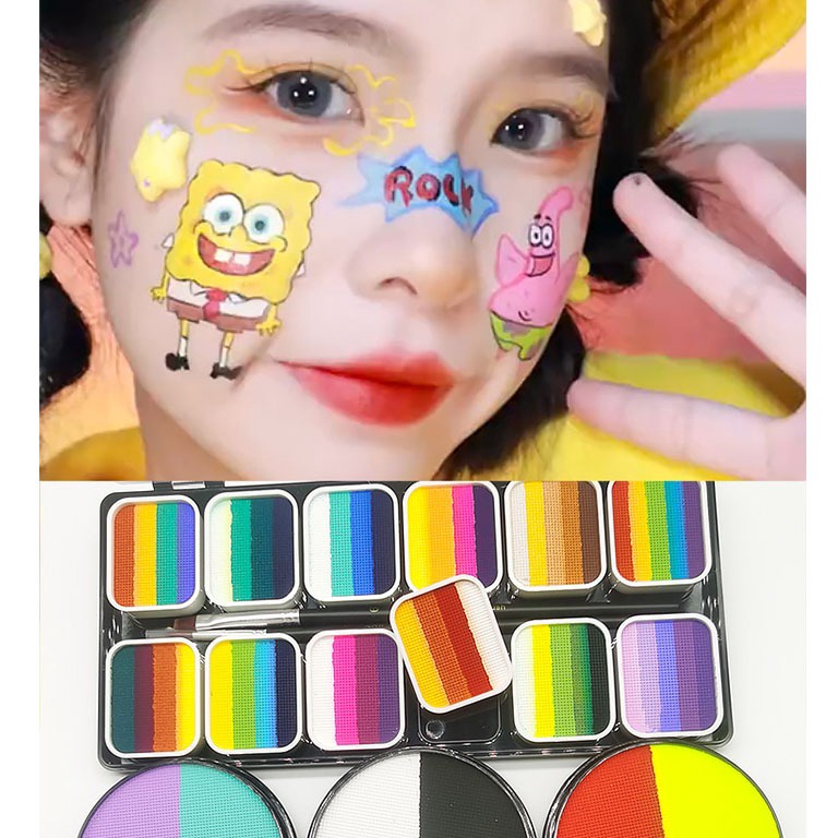 

KODE G53T Face Body Paint Water Base SFX Makeup Palette Extra Large White Black Pan Professional Colors Safe Non Toxic Art Painting Kit For Halloween Cosplay Parties Theater Stage