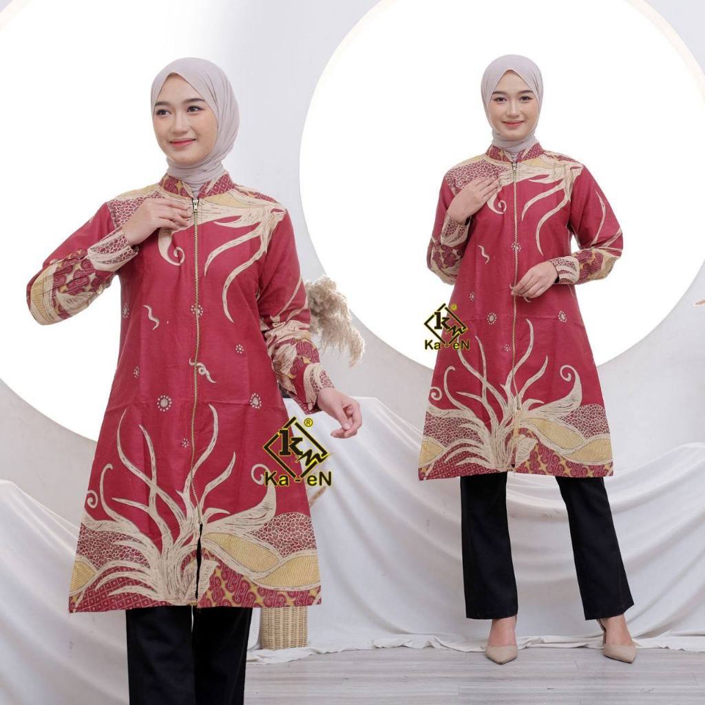 Tunik Batik Wanita Modern | Atasan Fashion Muslim Busui Baju Lengan PanjangTerbaru Motif Akar