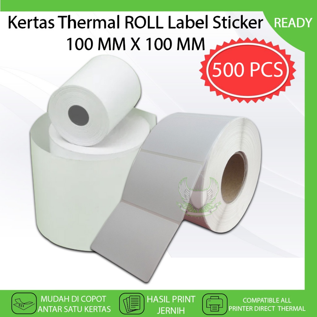 

Thermal Sticker ROLL Label Uk 100 X 100 Isi 500 PCS Kertas Cetak Stiker Resi Paket Usaha Online Shop