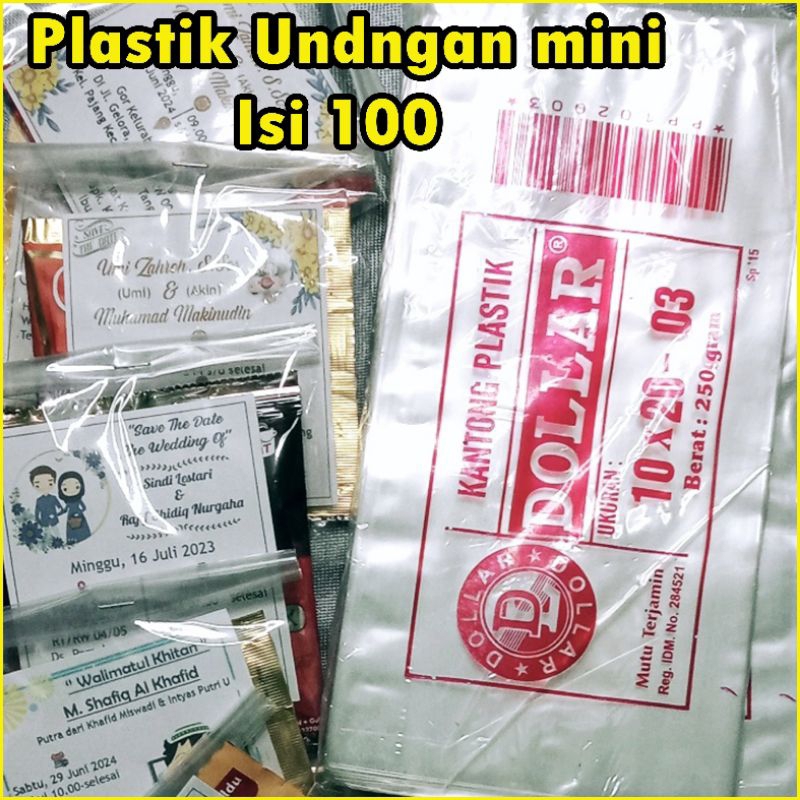 PLASTIK UNDANGAN  MINI KOPI/MASAKO PER 100Pcs (Ukuran 10x20cm)