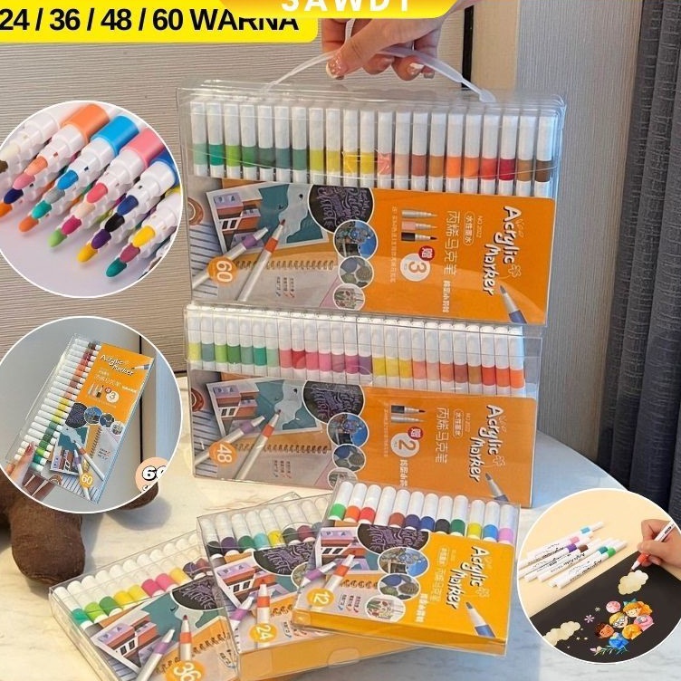 

KODE W43F Penjual LokalSpidol Acrylic Pen Akrilik Marker Warna Cepat Kering Tahan Air Menggambar Kreativitas Seni Edukasi Anak