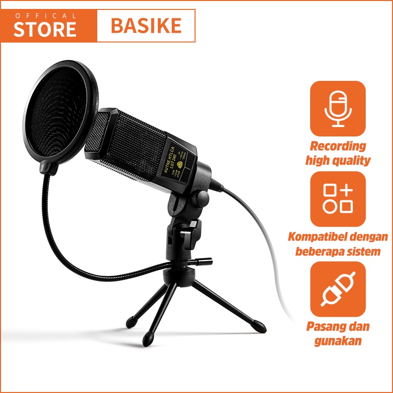 KODE X97I 3PCS BASIKE Microphone Condenser Peralatan Audio Portable original untu Podcast PC Gaming 
