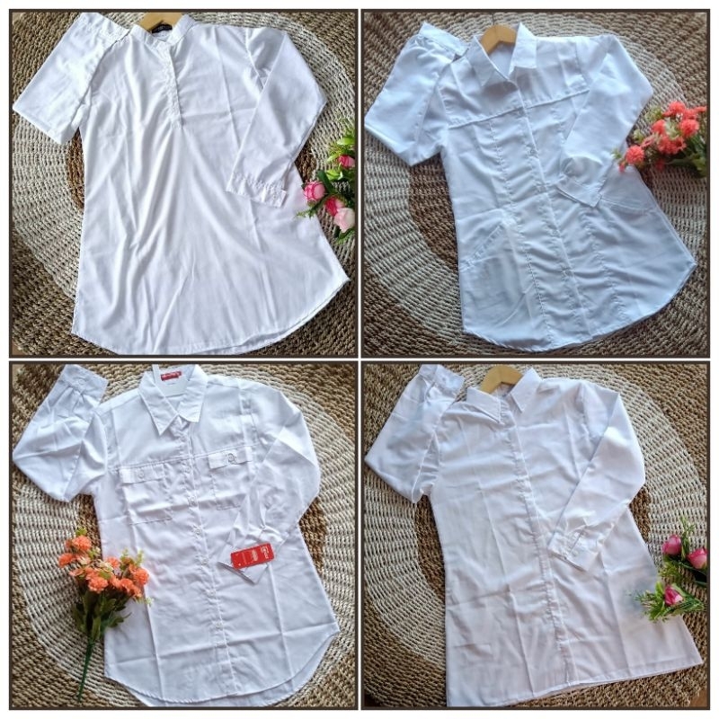 Atasan Tunik Wanita Putih Polos | Tunik Putih | Tunik Santri | Atasan Santri Putri | Atasan Santriwa