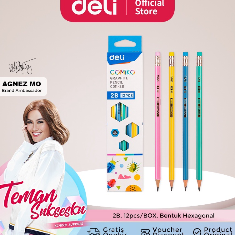 

Deli Pencil Pensil 2B Hexagonal 12pcs Lapisan Luar Warna Pastel Bahan Ramah Lingkungan EC112B