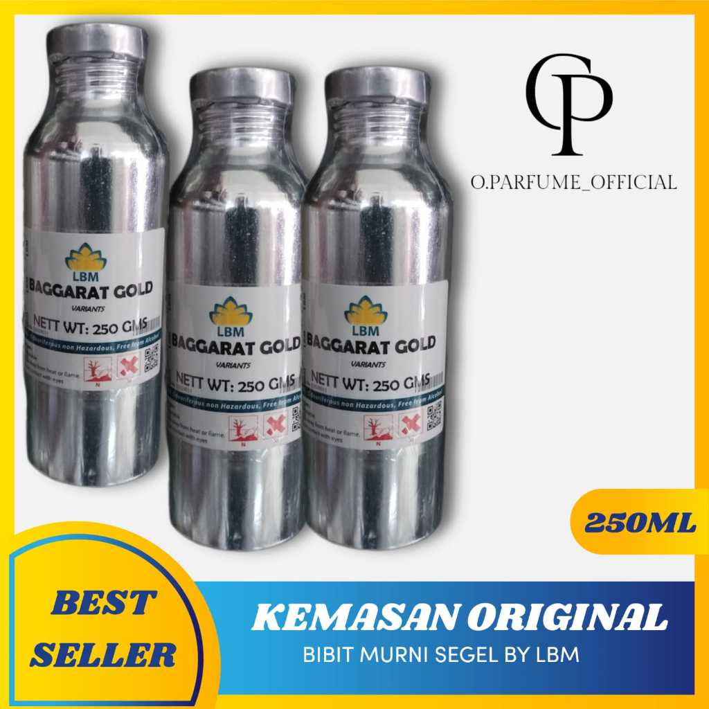 BIBIT PARFUM BACCARAT GOLD 250 ML SEGEL ALUMUNIUM ORIGINAL LBM PARFUM PRIA BACCARAT GOLD BACARAT