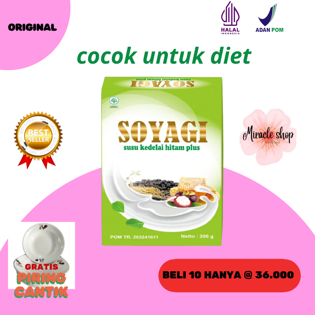 

[ C0D + GARANSI ] [ BELI 1 GRATIS PIRING ] susu untuk diet SOYAGI Susu kedelai hitam plus herbal