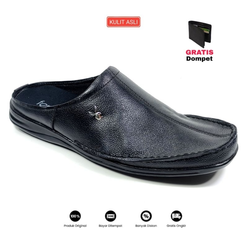 sepatu sandal pria 100% kulit asli slop pria kulit sepatu bustong
