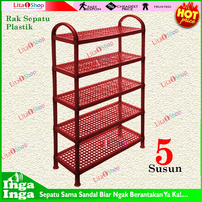 Rak Sepatu Sendal Plastik 5 Susun Tingkat 5