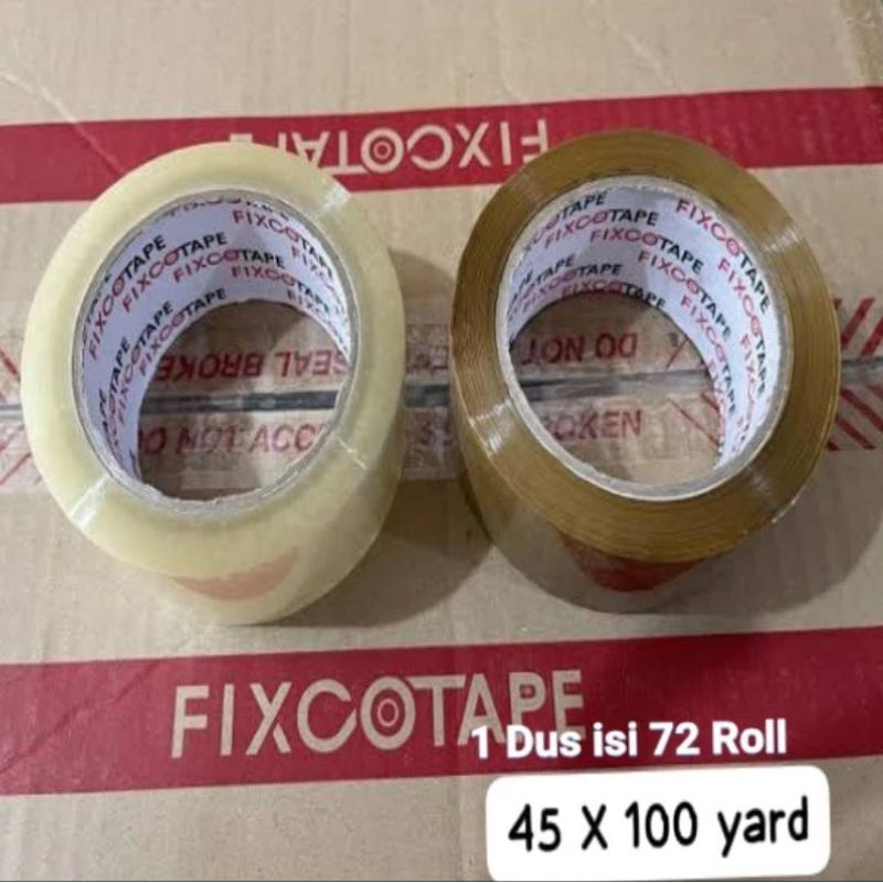 

Lakban Coklat & Bening Fixcotape 45 × 100 Yard Murni ( 1 Dus isi 72 Pcs )