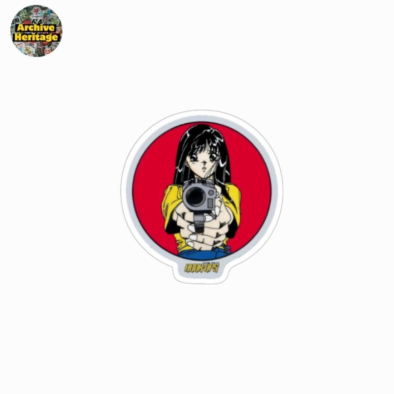 

sticker Hook Ups girls gun logo skateboarding anime 90s stiker