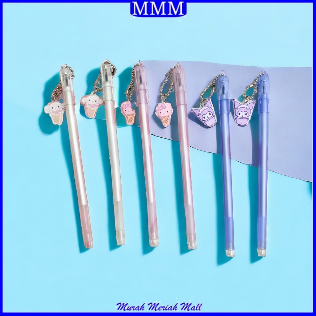 

MMM Pulpen Lucu Aesthetic Pen Gantungan Karakter Kartun Bolpoint Motif Pena Gel Bolpen Unik Alat Tulis Kantor ATK