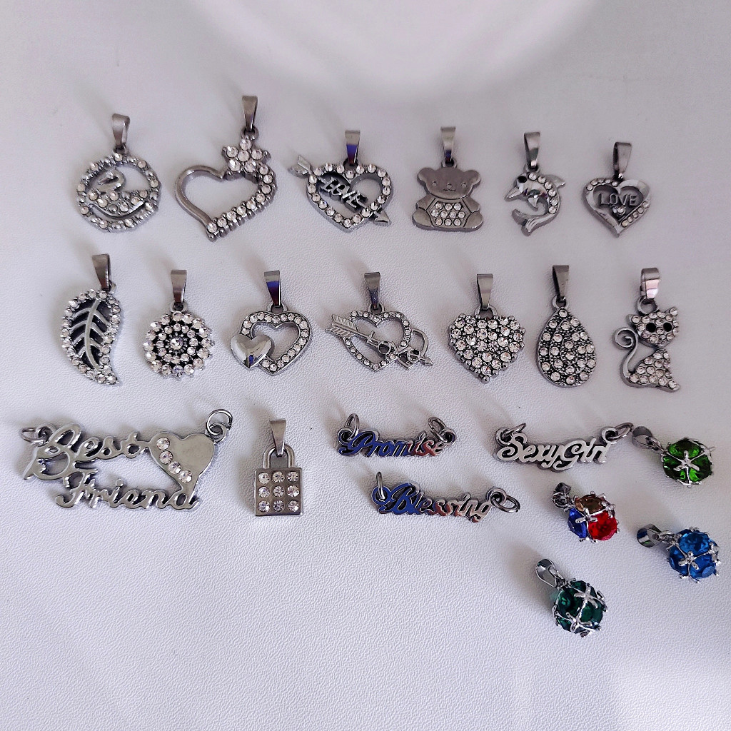 Liontin / bandul kalung titanium 304 anti karat warna silver / emas putih perhiasan wanita / anak