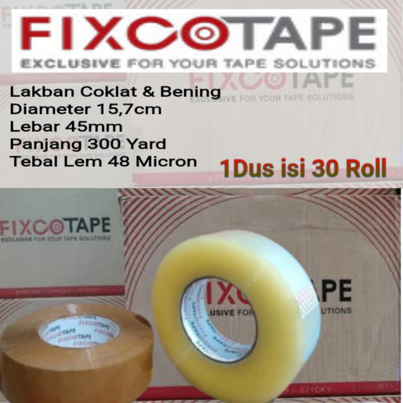 

Lakban Coklat & Bening Fixcotape 45 × 300 Yard Murni ( 1 Dus isi 30 Pcs )