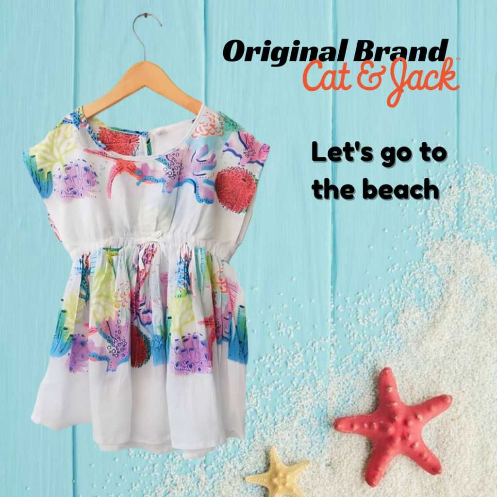 Baju anak perempuan/ Girl blouse  original cat and jack baju santai pantai cantik size 2-5 Tahun