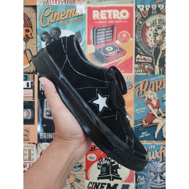 converse one star full black reflektive