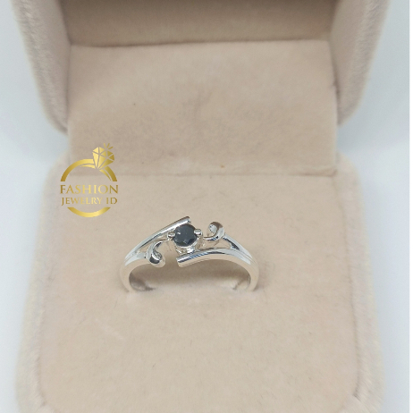 Cincin silver berlian hitam natural black diamond