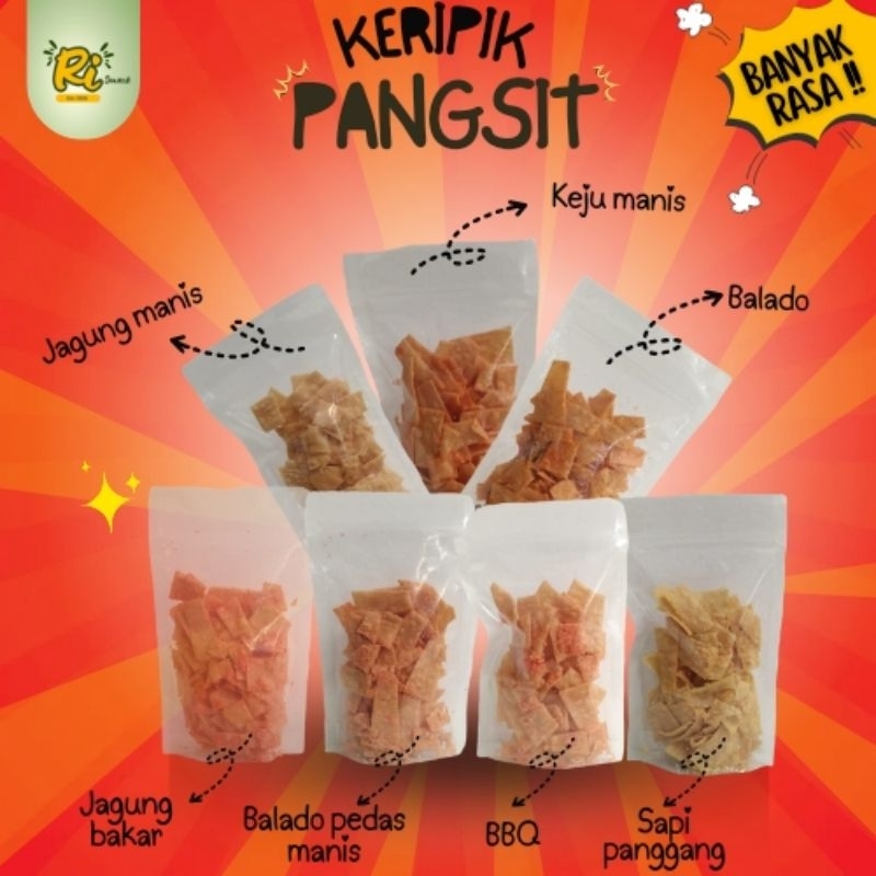 

Keripik pangsit aneka rasa balado jagung manis bbq keju 80 gr by Ri snack