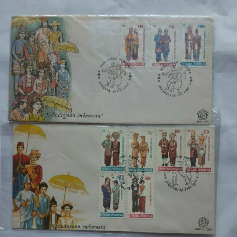 

Perangko SHP Kebudayaan Indonesia 1987 dan 1988 set 2 sampul prangko