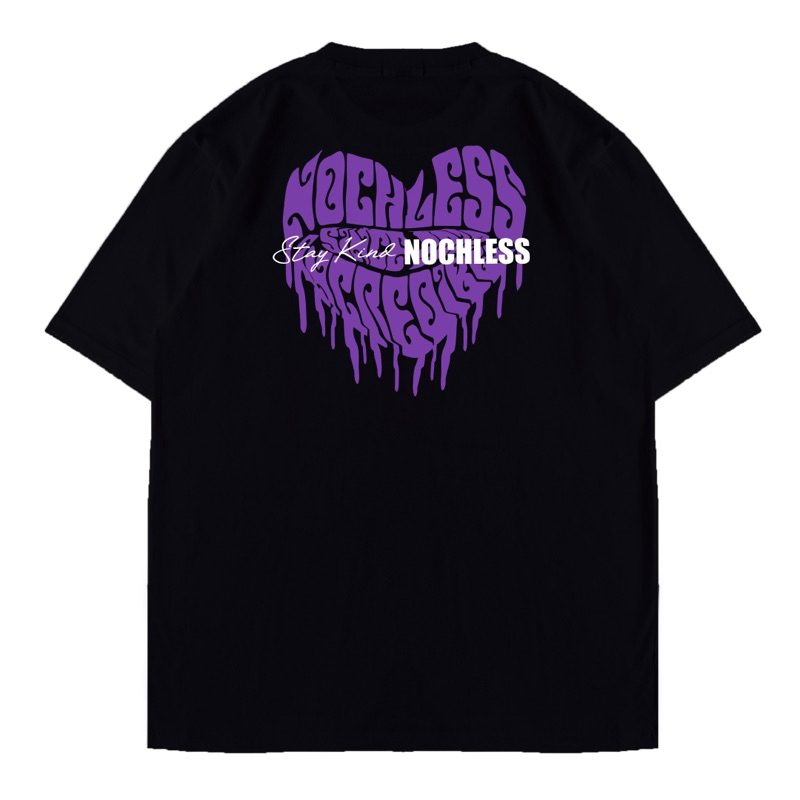 Kaos NOCHLESS - T-SHIRT BLACK STAY KIND LOVE, UNISEX - Katun 24S