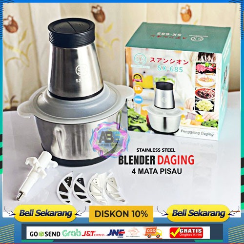 Blender Chopper Stainless Steel 2L SX 685 Penggiling Bumbu Daging Sayur Buah / Food Processor MURAH 