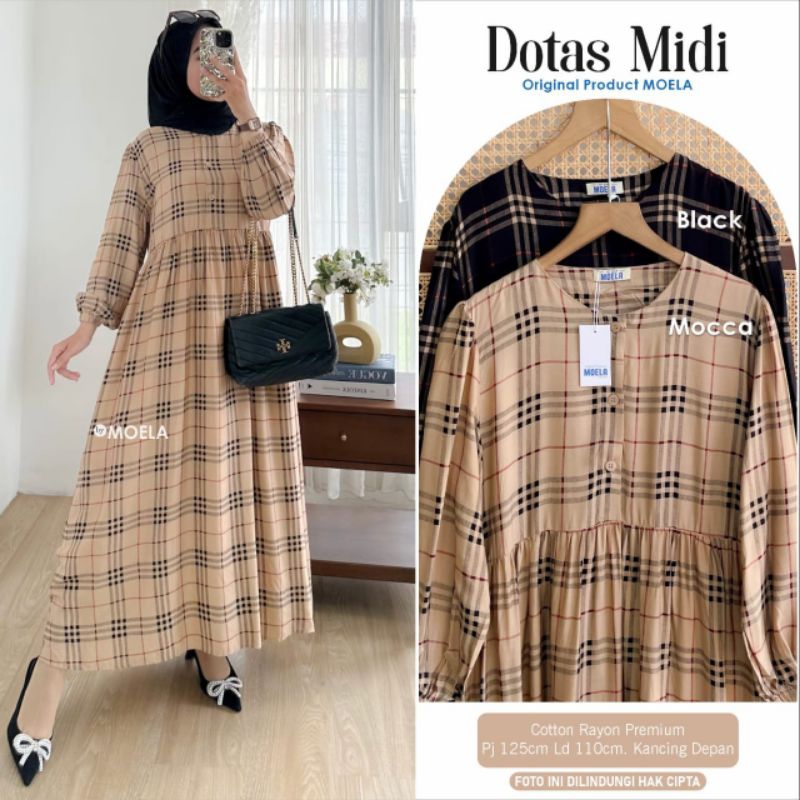 Midi dress original by Moela / gamis midi busui ld standar pb 125 cm