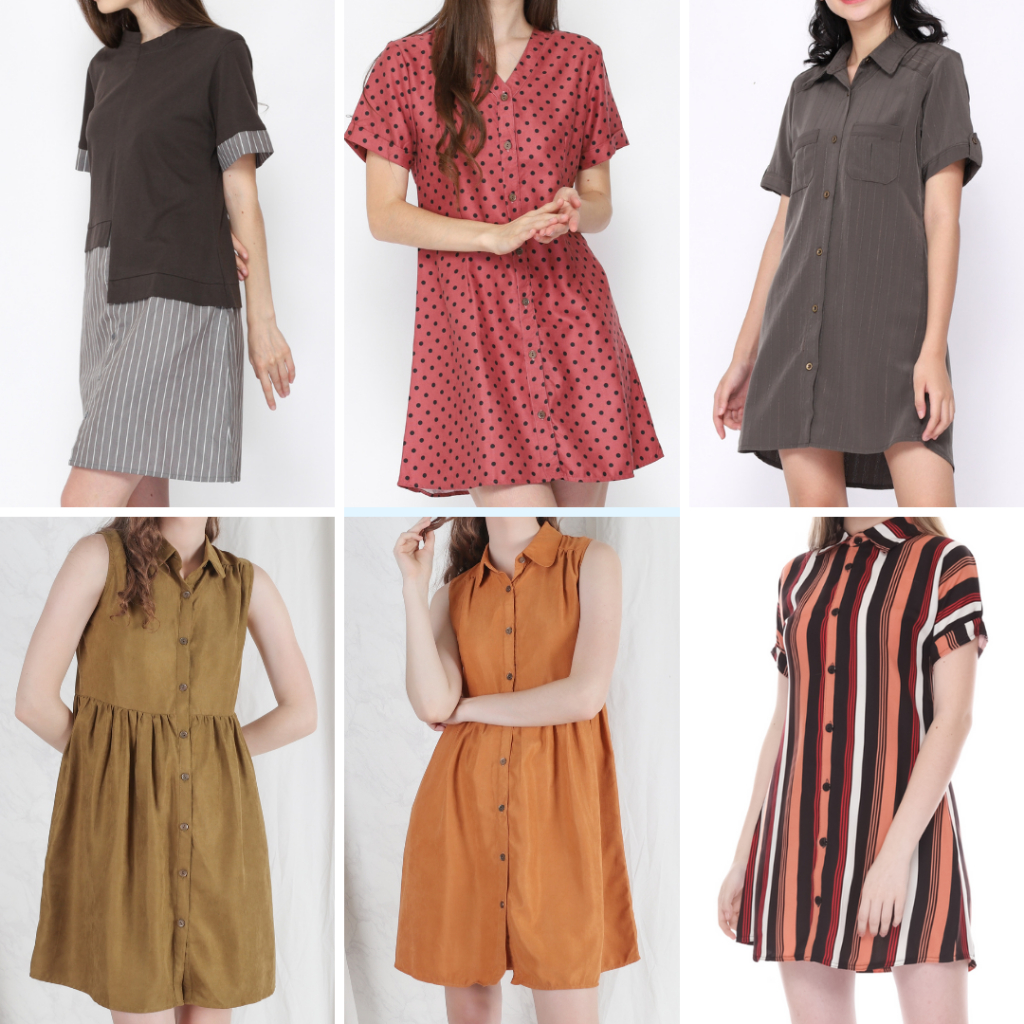 Mini Dress Casual Wanita Korean Style Terbaru Kekinian | Baju Terusan Cewek Santai Korea | Gaun Pend