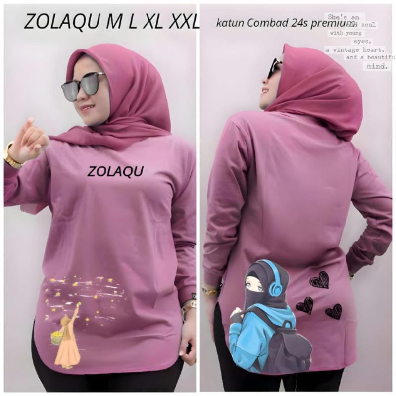 Kaos Wanita Zolaqu Premium/Atasan Combed Full Size/Kaos Wanita Jumbo COD/Fashion Katun Terlaris