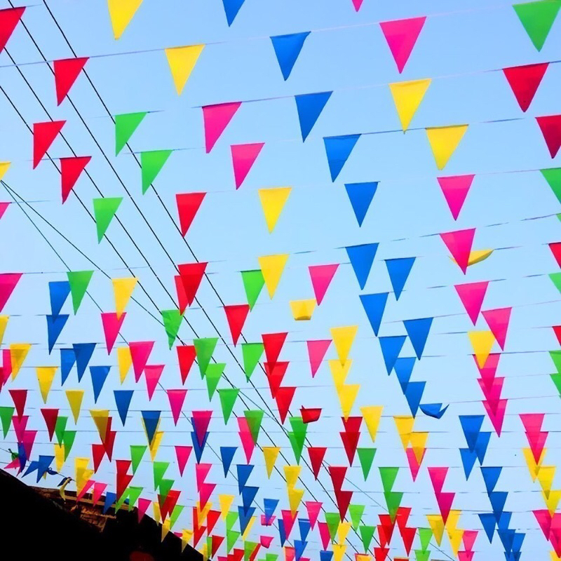 BENDERA RENTENG WARNA WARNI 5 METER / BENDERA SEGITIGA WARNA WARNI