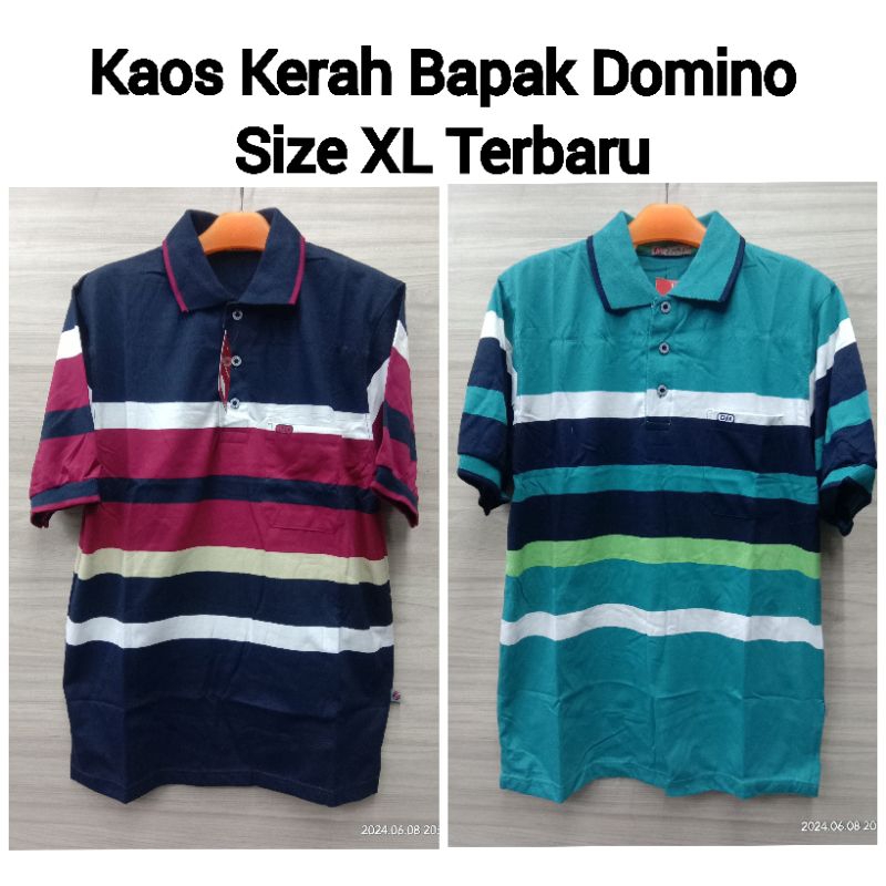 Domino KAOS KERAH PRIA Dewasa Katun Size Jumbo XL Kualitas Premium