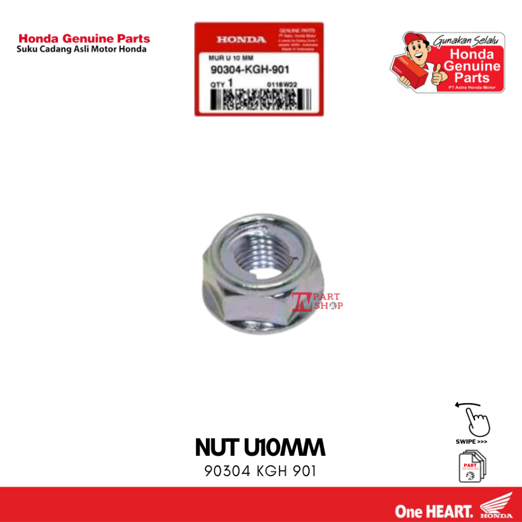 Mur As Mounting (Nut U 10mm) - Matic Honda / 90304-KGH-901