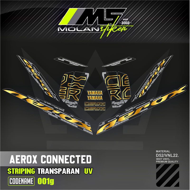 Decal Sticker Striping Variasi Transparan Uv Aerox 155 Connected 2020-2024 Aerox V2 Aerox Gen 2 Nvx 