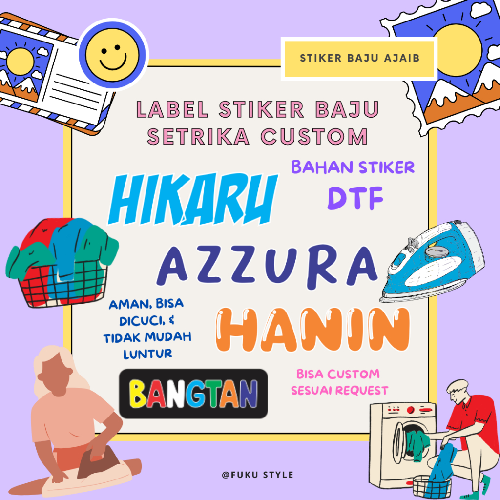 STIKER LABEL BAJU SETRIKA WATERPROOF / STIKER NAMA BAJU ANTI LUNTUR / STIKER BAJU SETRIKA BISA DICUC