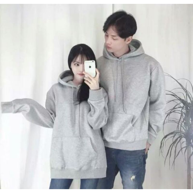 Sweater Hoodie Polos Pria Bahan Fleece Ukuran M L XL XXL Hudy Wanita Suwiter Cowok Switer Cewek Gaya