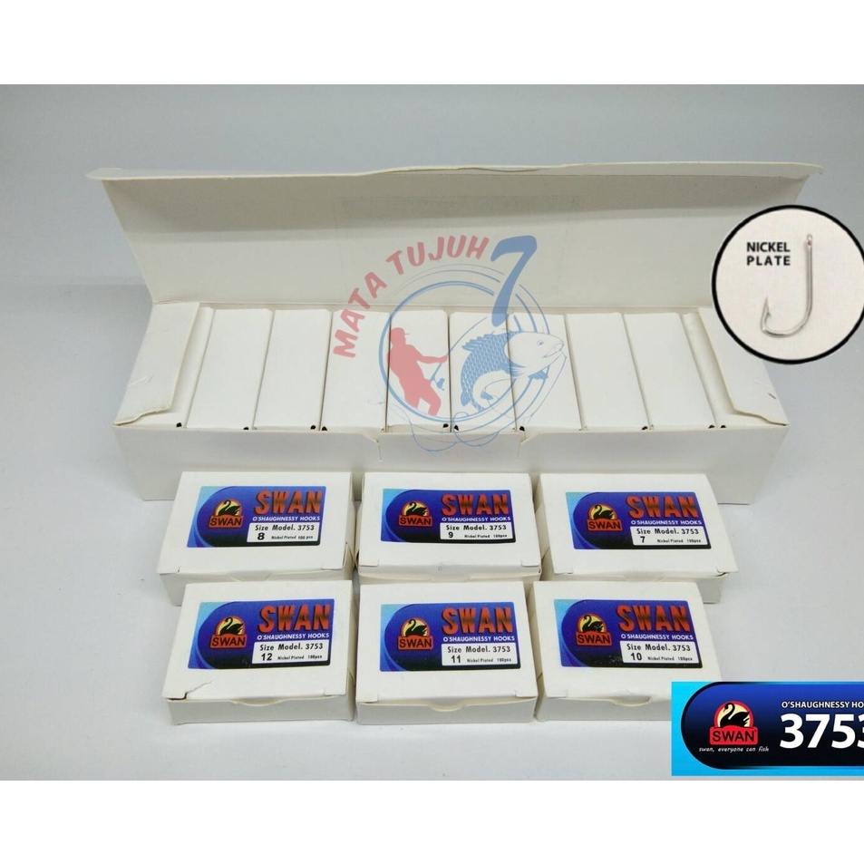 Dijual Mata Kail Pancing SWAN 3753 white Nickel Piated Tangkai Panjang Satu Kotak isi 1 pcs