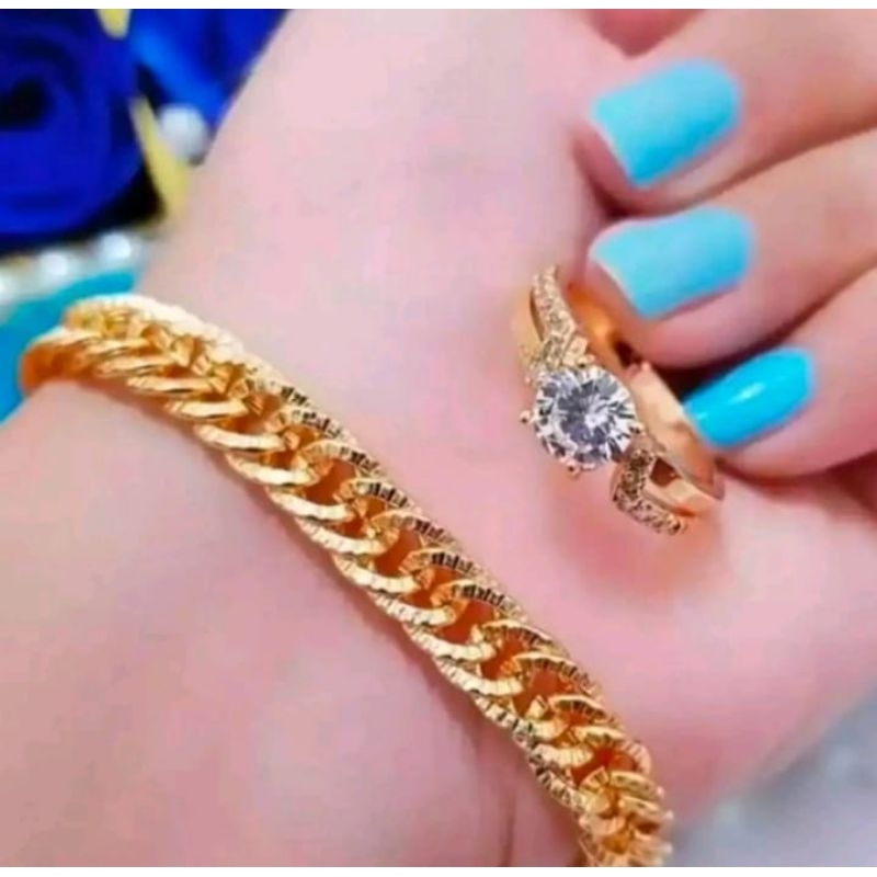 GELANG TANGAN RANTAI UKIR FREE CINCIN TITANIUM DEWASA