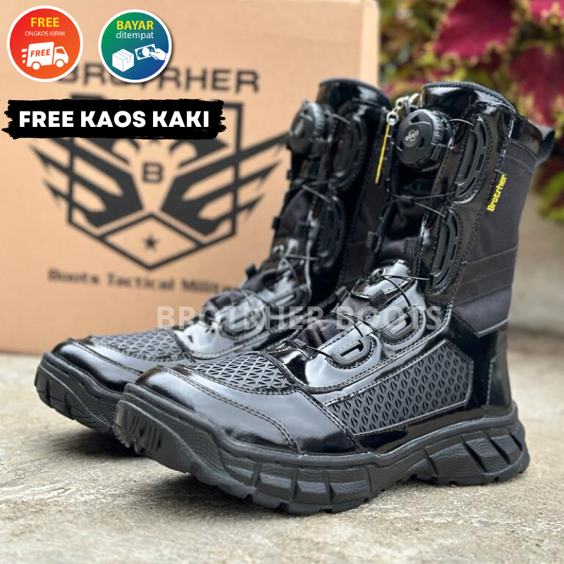 SEPATU PDL BROTHER TALI PUTAR KULIT KILAP dan DOFF ASLI MODEL SARANG TAWON DINAS TNI POLRI SECURITY