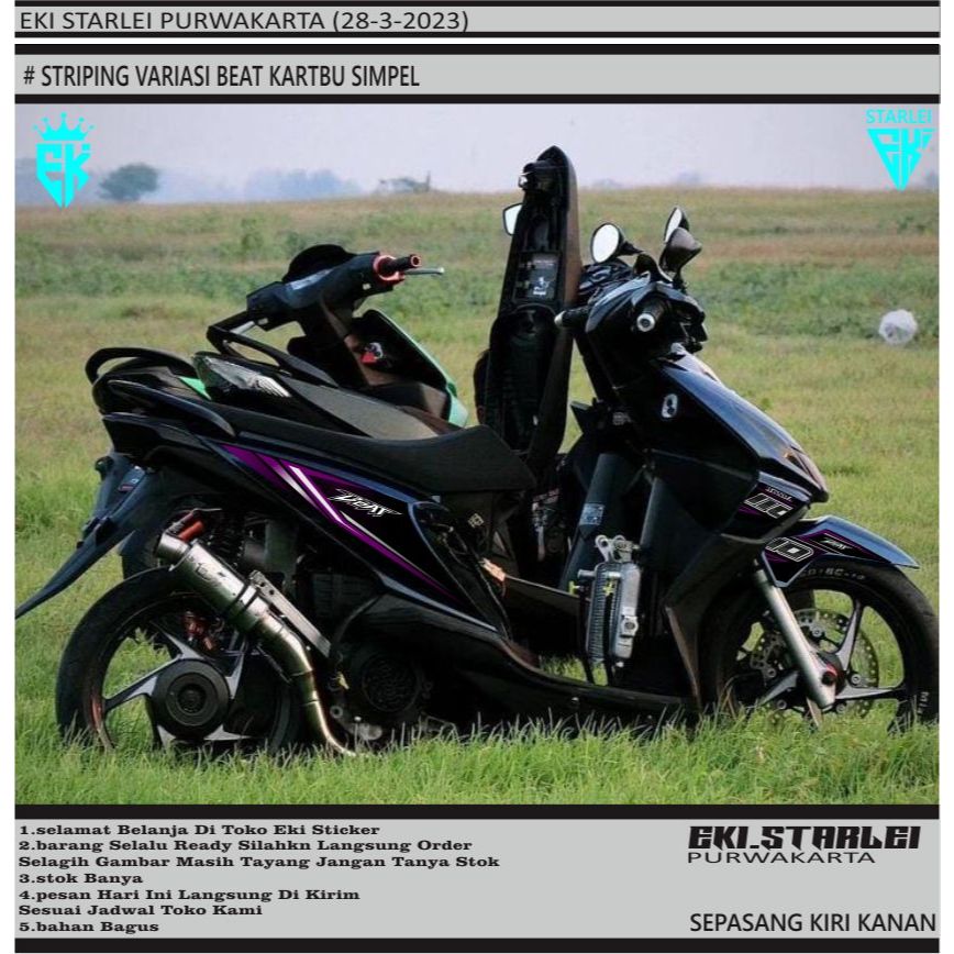 STRIPING VARIASI BEAT KARBU STRIPING SIMPEL DAN KEREN VARIASI PLAT BODY MOTOR BEAT OLD