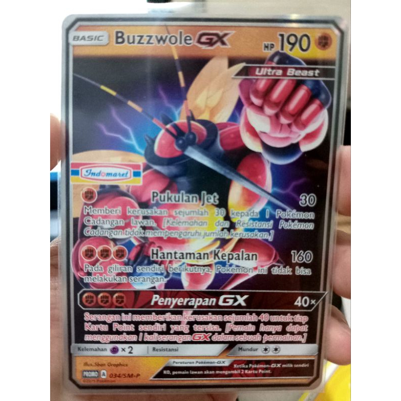 KARTU POKEMON BUZZWOLE GX RR PROMO INDOMARET INDONESIA HOLO