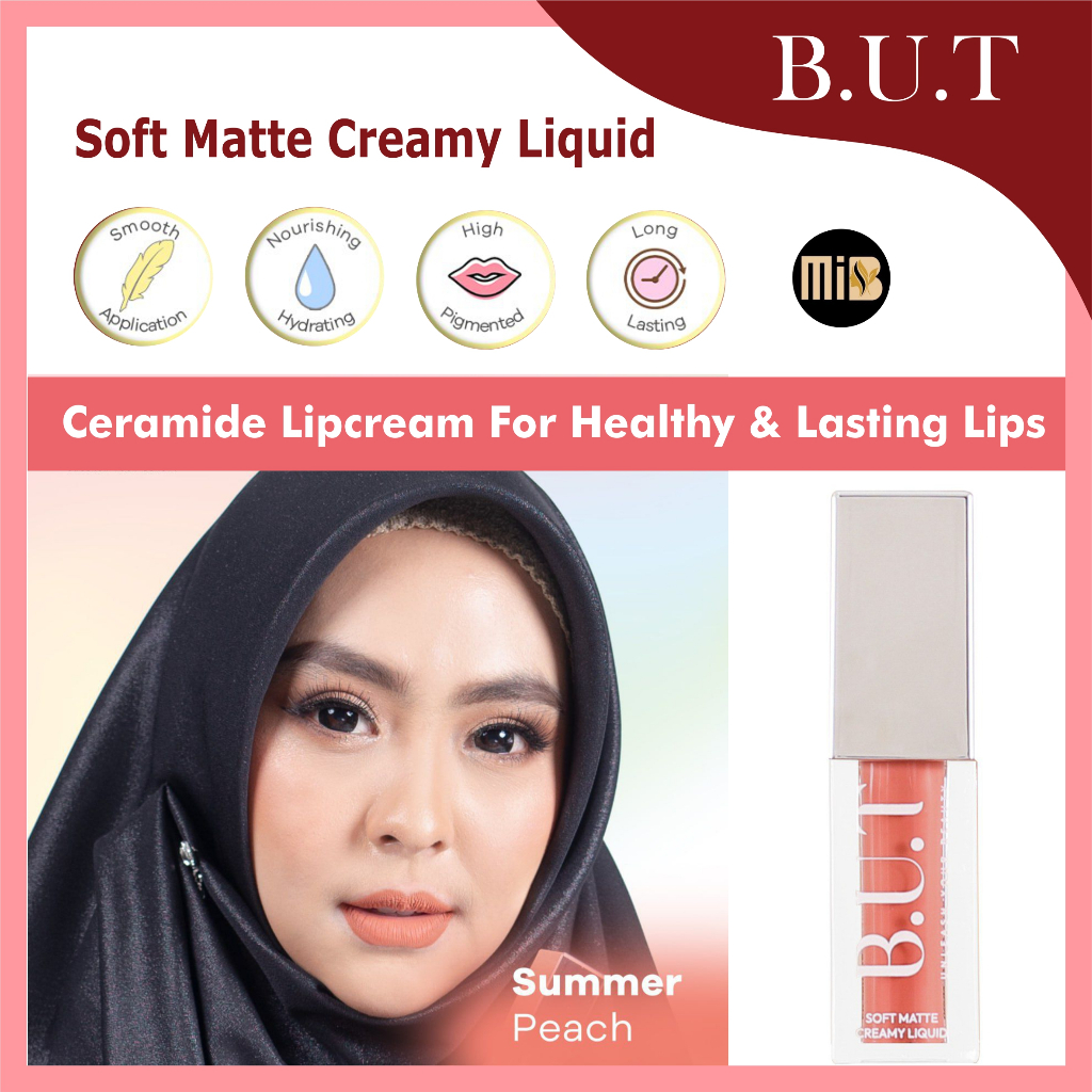 B.U.T Summer Peach Soft Matte Creamy Liquid Lipcream BUT Lip Cream Transferproof Drinkproof
