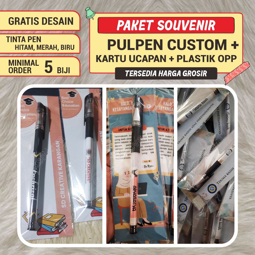 

Paket Pulpen Promosi Souvenir Ekonomis | Free Desain | Pulpen Custom Gratis Desain | Bolpoin Custom Logo Tulisan | Cetak Ballpoint | Bolpoin Souvenir | Pulpen Custom | Pena Lucu Pernikahan Warna Warni | Pena Gel | GalaksiNova